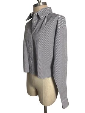 Soldout.nyc The Cropped Everything Shirt Black Striped M Minimalist Quiet Luxury